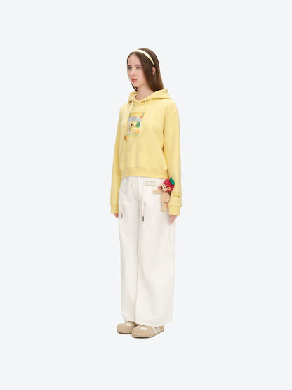 13DE MARZO Lollipop Wrapper Cropped Hoodie Yellow