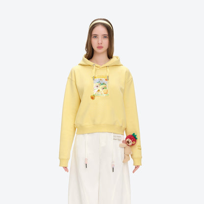13DE MARZO Lollipop Wrapper Cropped Hoodie Yellow