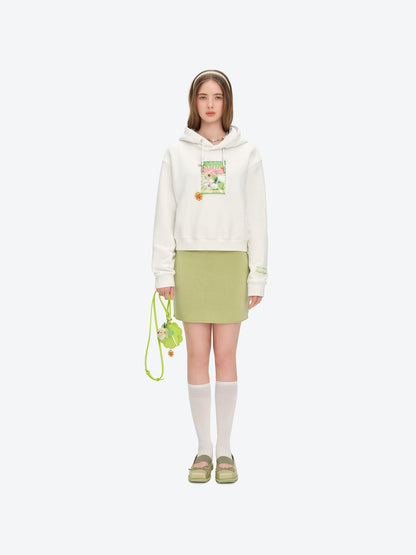 13DE MARZO Lollipop Wrapper Cropped Hoodie White