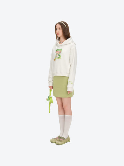13DE MARZO Lollipop Wrapper Cropped Hoodie White