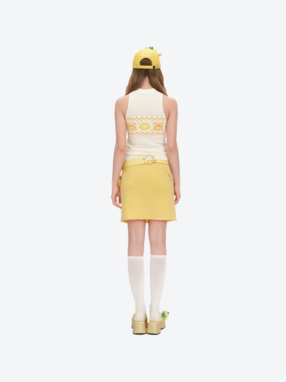 13DE MARZO Candy Color Knitted Vest White