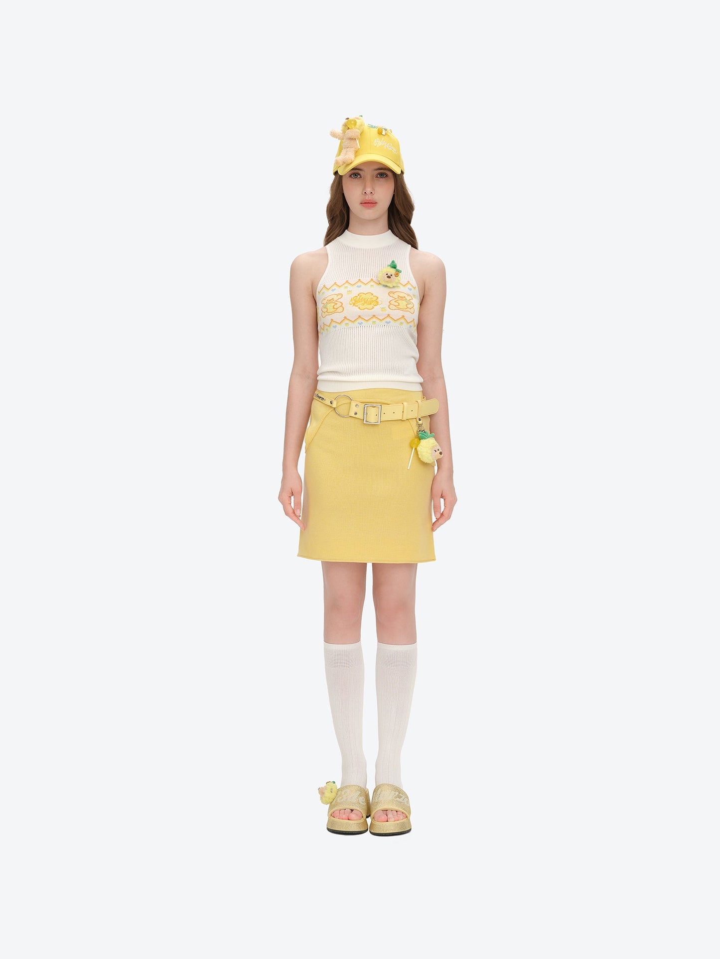 13DE MARZO Candy Color Knitted Vest White