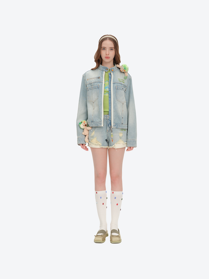 13DE MARZO x Chupa Chups Zip-Up Denim Jacket Blue