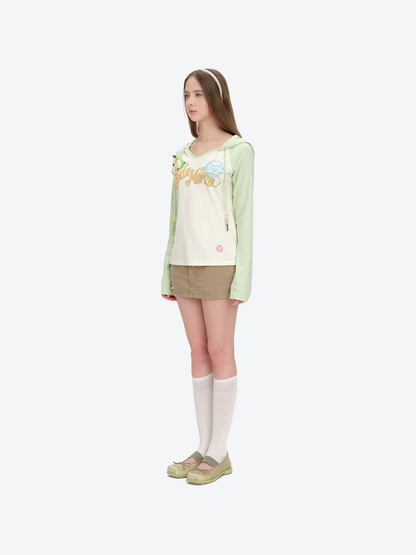 13DE MARZO Raglan Sleeve Hooded Long Sleeve Green