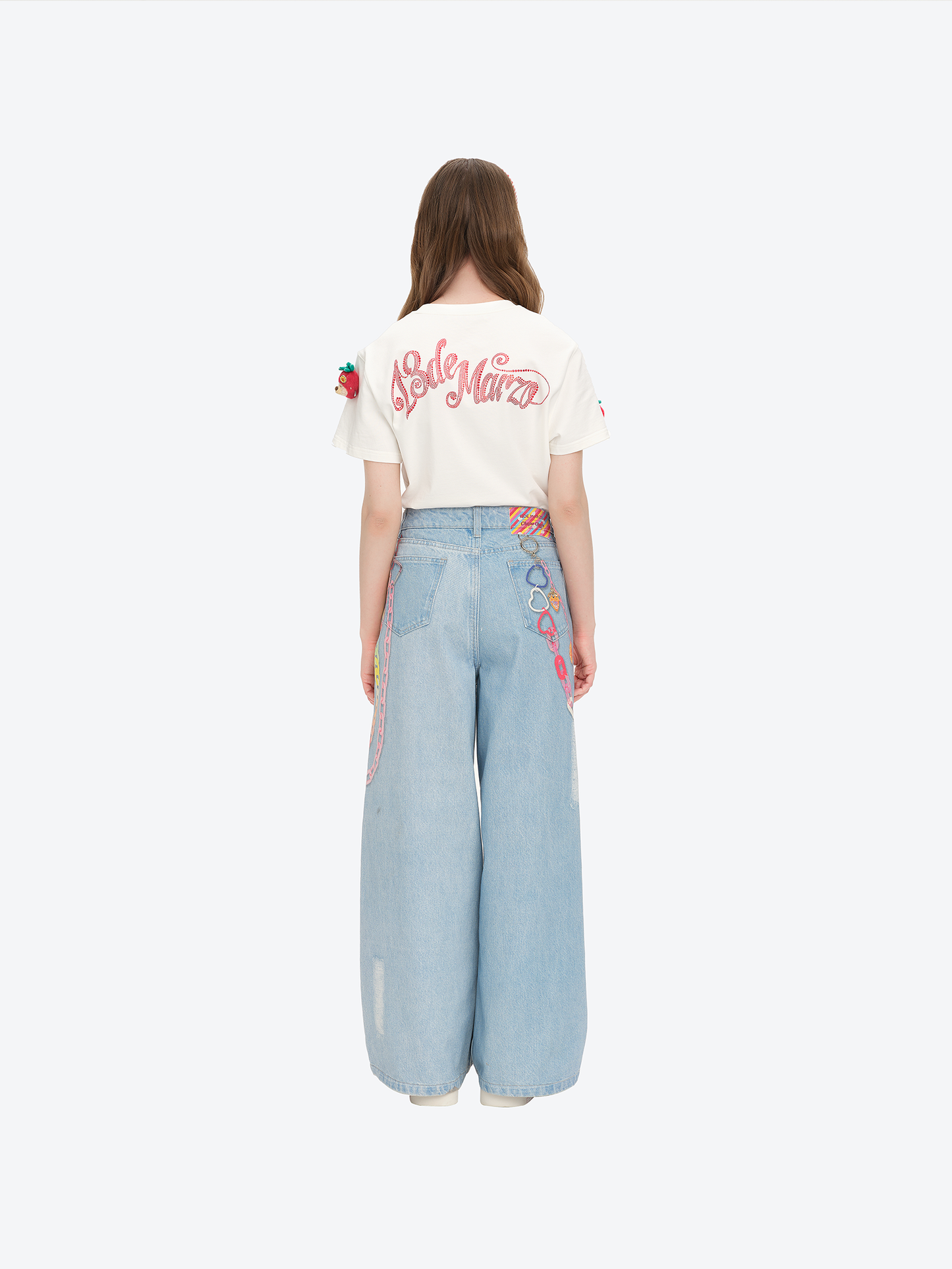 13DE MARZO x Chupa Chups Charm Chain Printed Jeans Blue