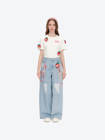 13DE MARZO x Chupa Chups Charm Chain Printed Jeans Blue