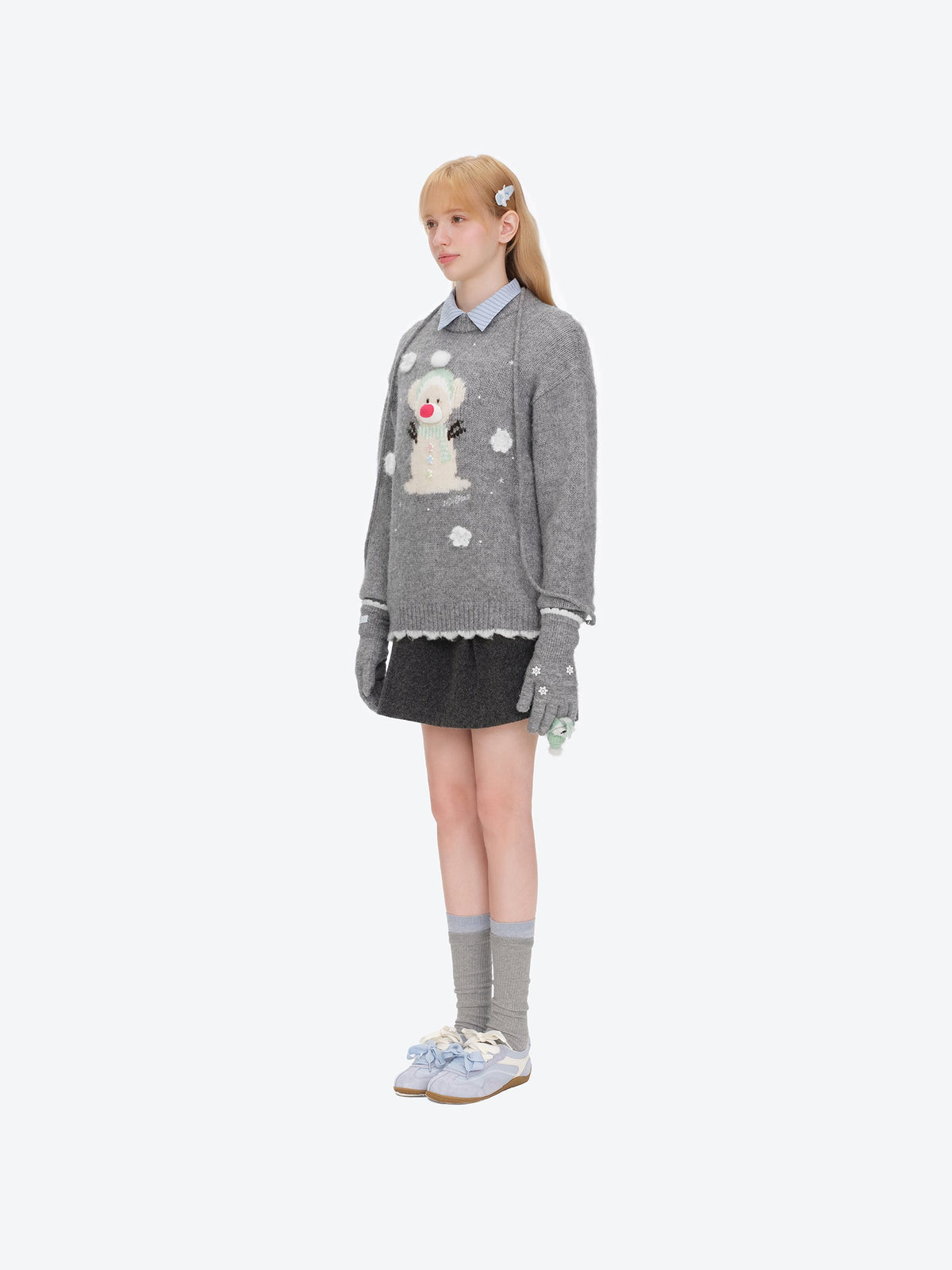 13DE MARZO Snow Bear Gloves Grey