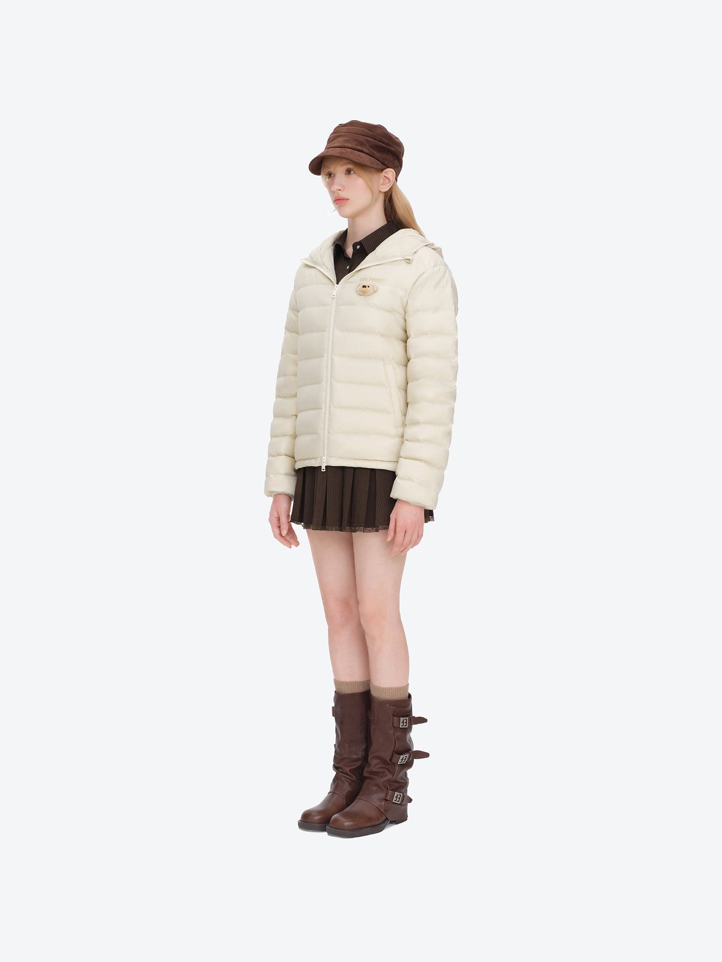 13DE MARZO Doozoo Quilted Down Jacket Beige