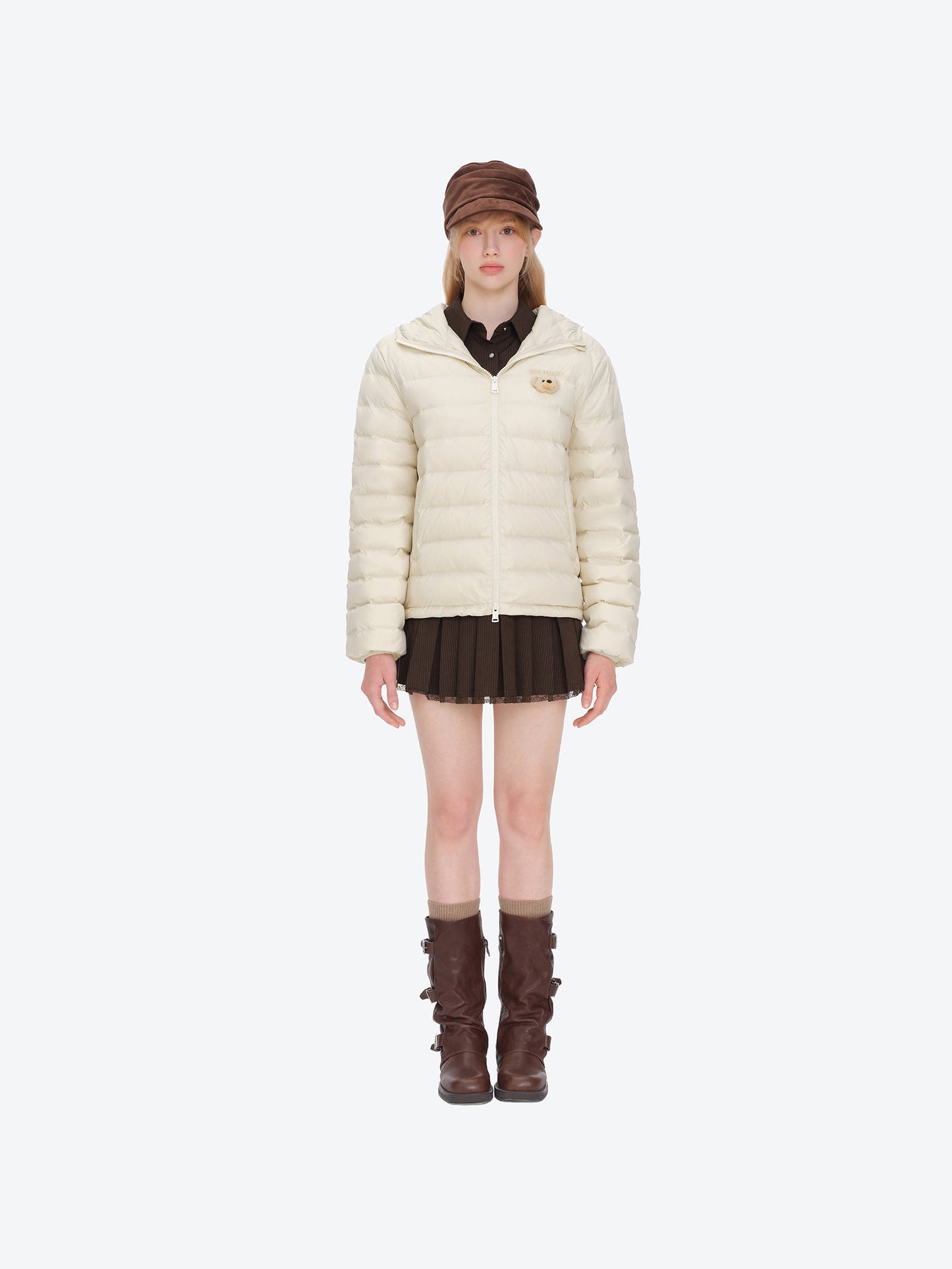 13DE MARZO Doozoo Quilted Down Jacket Beige
