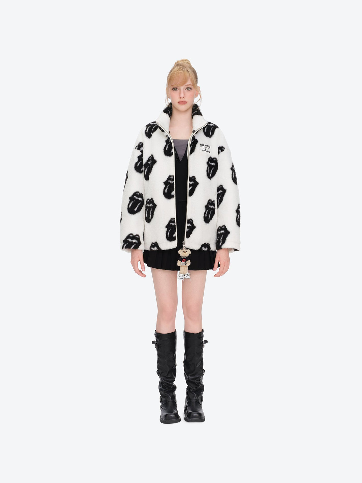 13DE MARZO Rolling Stones All-Over Print Coat White