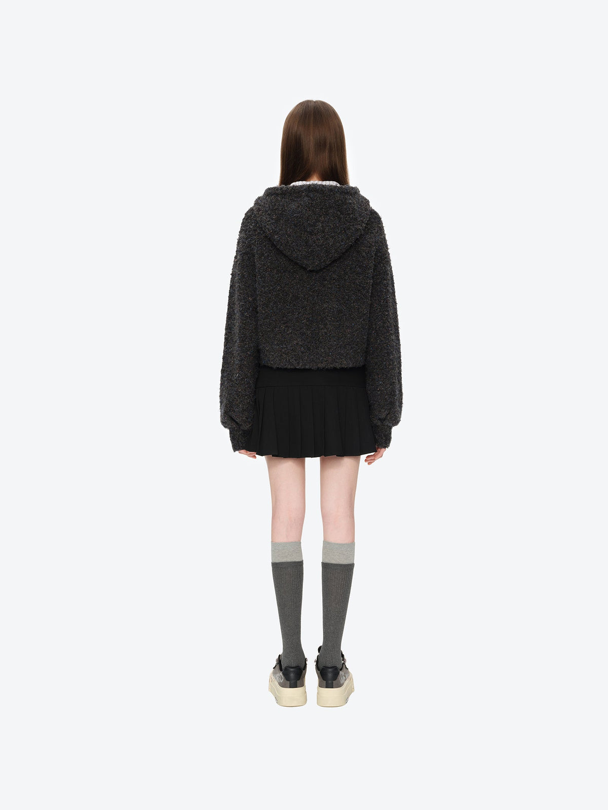 13DE MARZO Colorful Dot Knit Letter Fringe Cardigan Grey