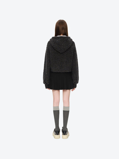 13DE MARZO Colorful Dot Knit Letter Fringe Cardigan Grey