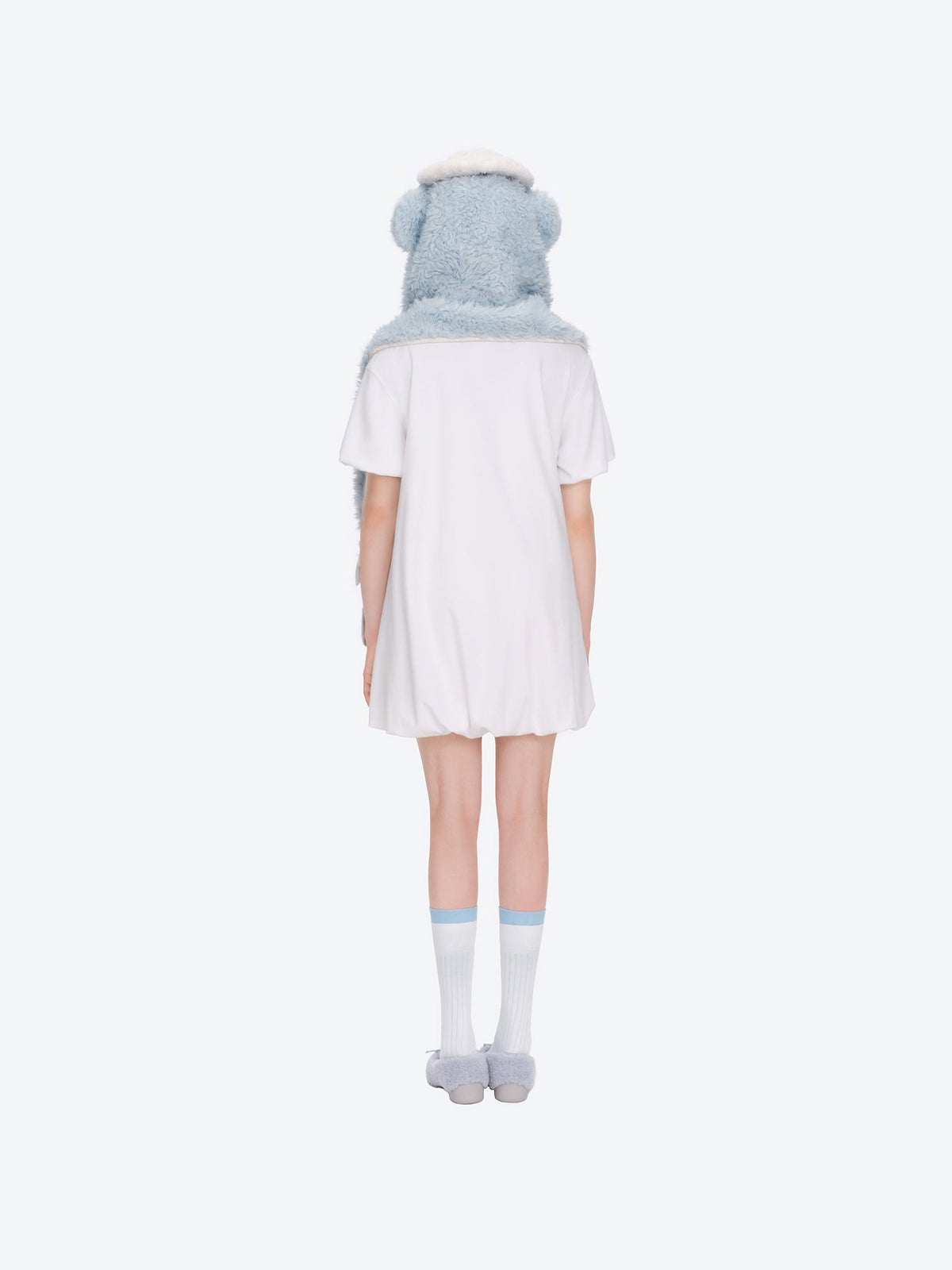 13DE MARZO Nighty Night Bear Hooded Scarf Blue