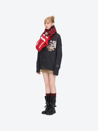 13DE MARZO Rolling Stones Tongue Scarf Black