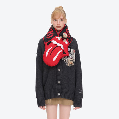 13DE MARZO Rolling Stones Tongue Scarf Black