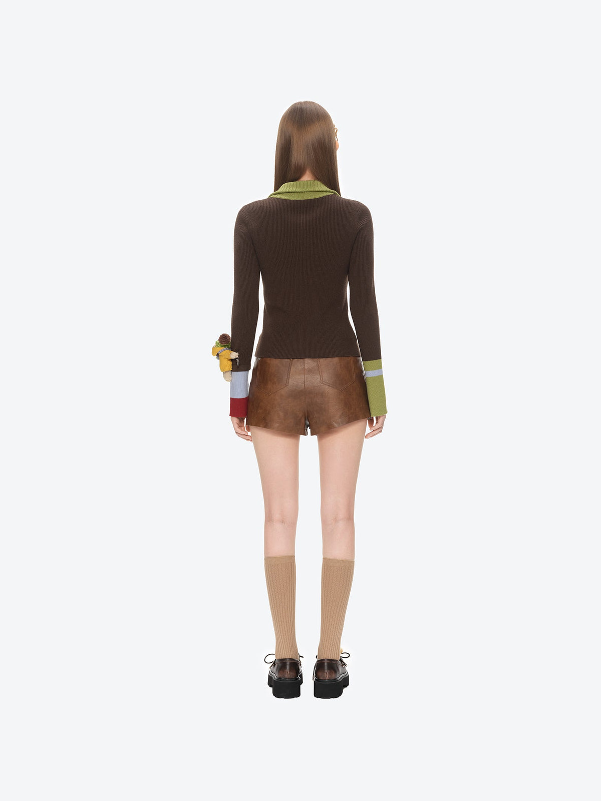 13DE MARZO Snow Bear Asymmetric Cuff Top Brown