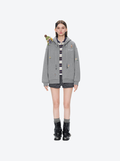 13DE MARZO Snow Bear Hoodie Grey