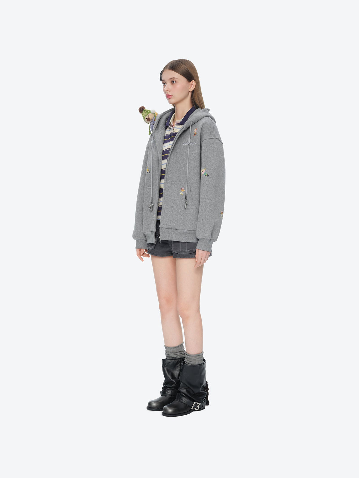 13DE MARZO Snow Bear Hoodie Grey