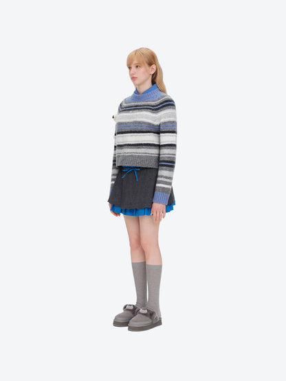 13DE MARZO Marzo Valley Colored Lines Sweater Blue