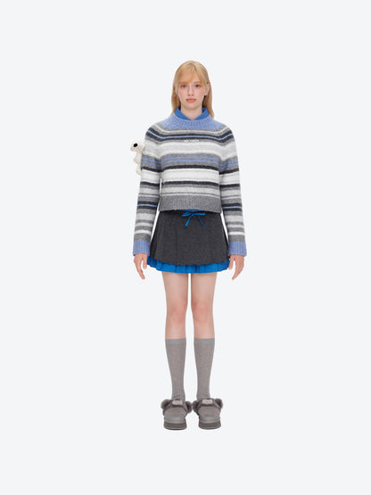 13DE MARZO Marzo Valley Colored Lines Sweater Blue