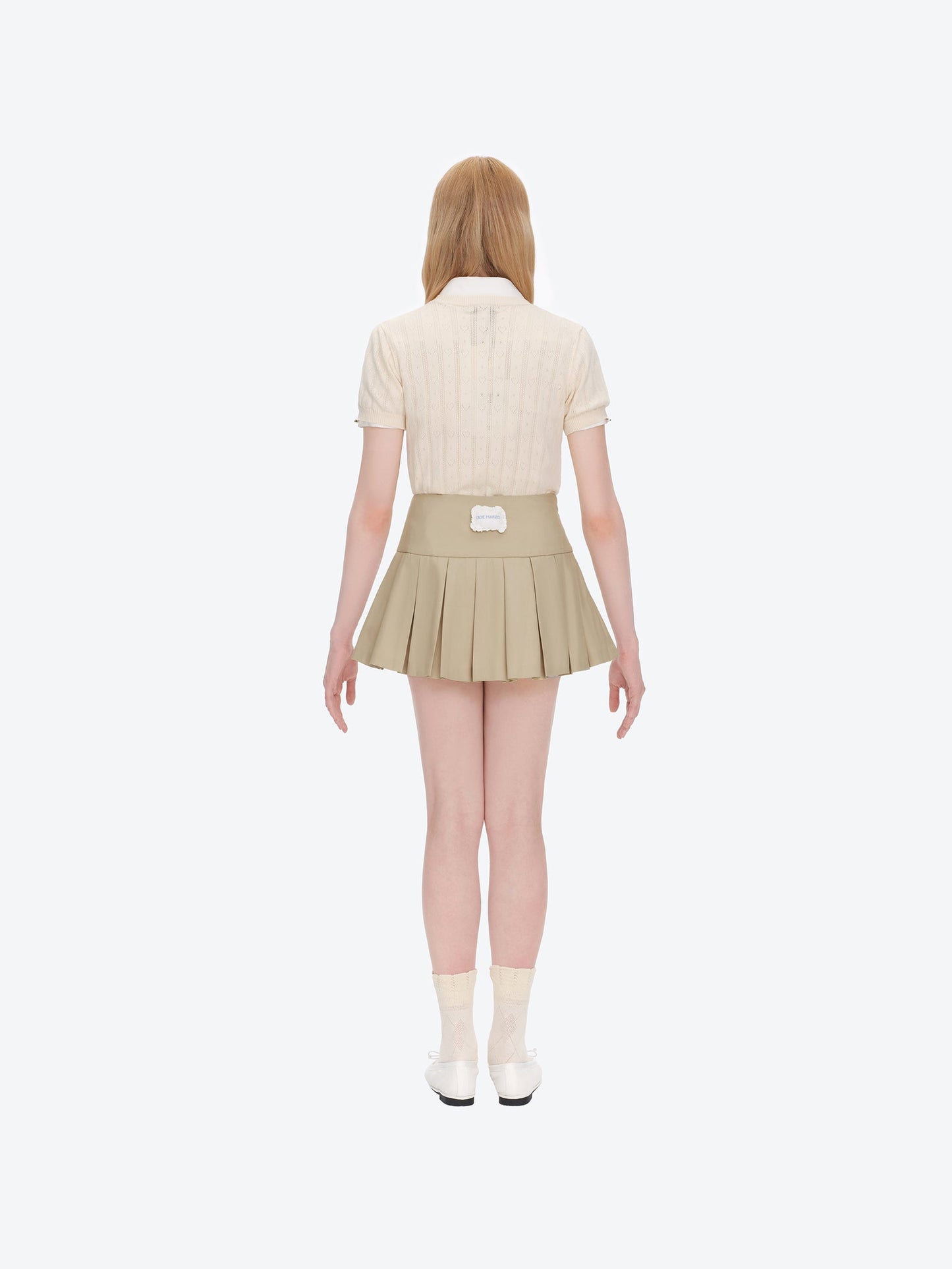13DE MARZO Nighty Night Bear Pleated Skort Khaki