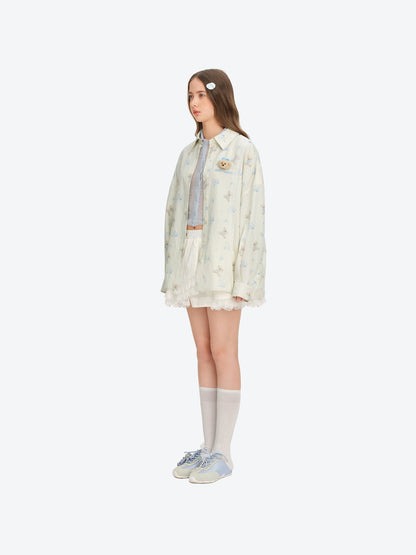 13DE MARZO All-Over Floral Print Shirt Beige