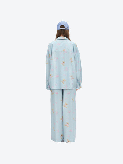 13DE MARZO All-Over Floral Print Shirt Blue