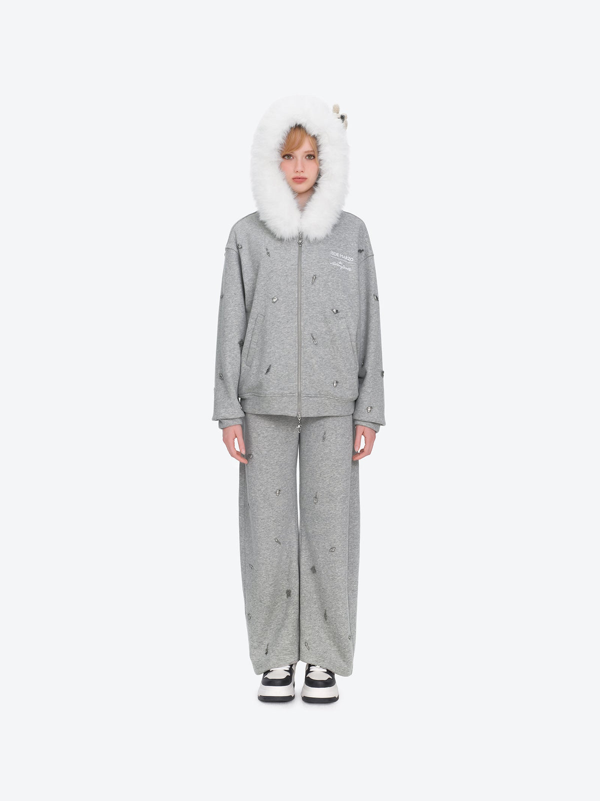 13DE MARZO Rolling Stones  Bear Zip Hoodie Grey