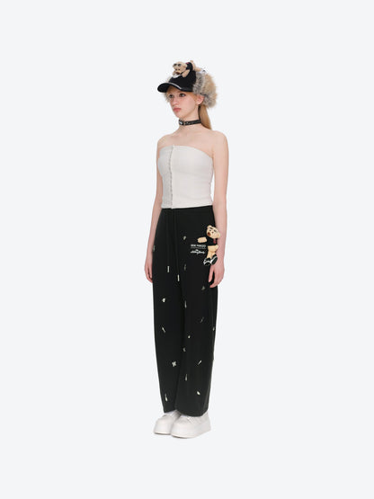 13DE MARZO Rolling Stones Bear Sweatpants Black