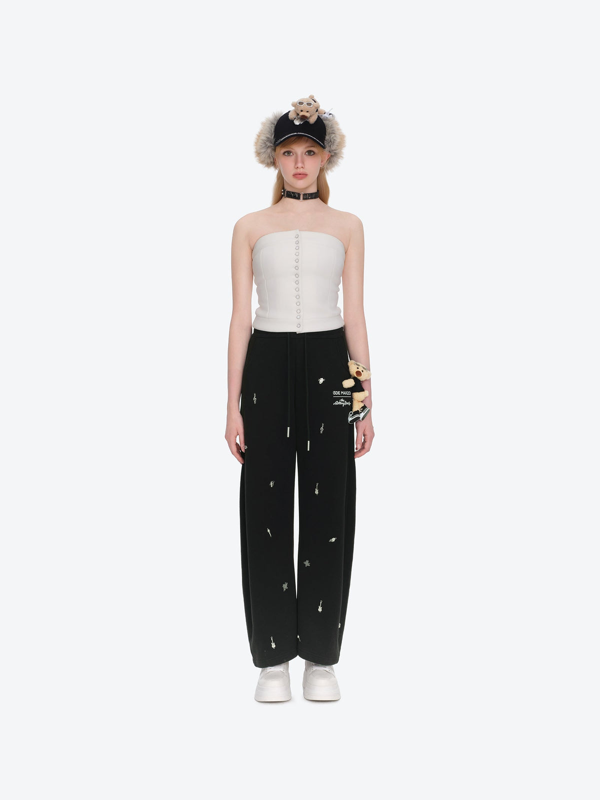 13DE MARZO Rolling Stones Bear Sweatpants Black
