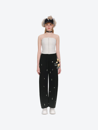 13DE MARZO Rolling Stones Bear Sweatpants Black