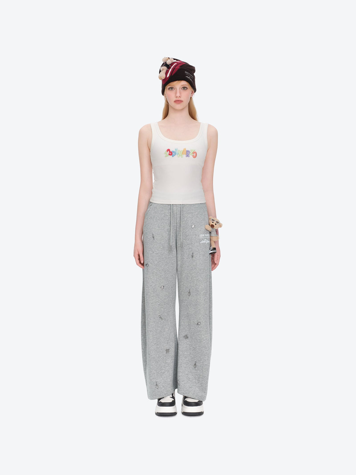 13DE MARZO Rolling Stones Bear Sweatpants Grey