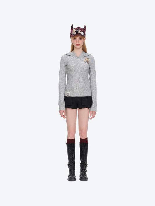 13DE MARZO Rolling Stones  Devil Horn Hoodie Grey