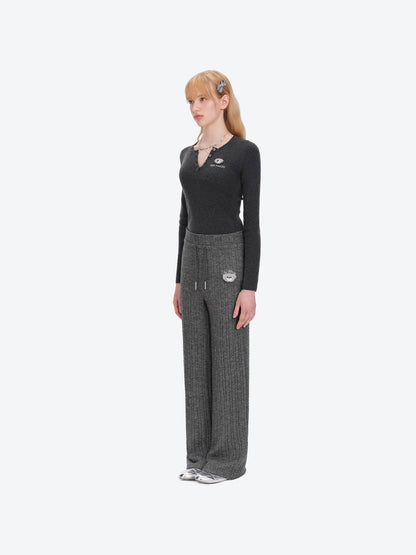 13DE MARZO Mini Bear Knit Trousers Grey