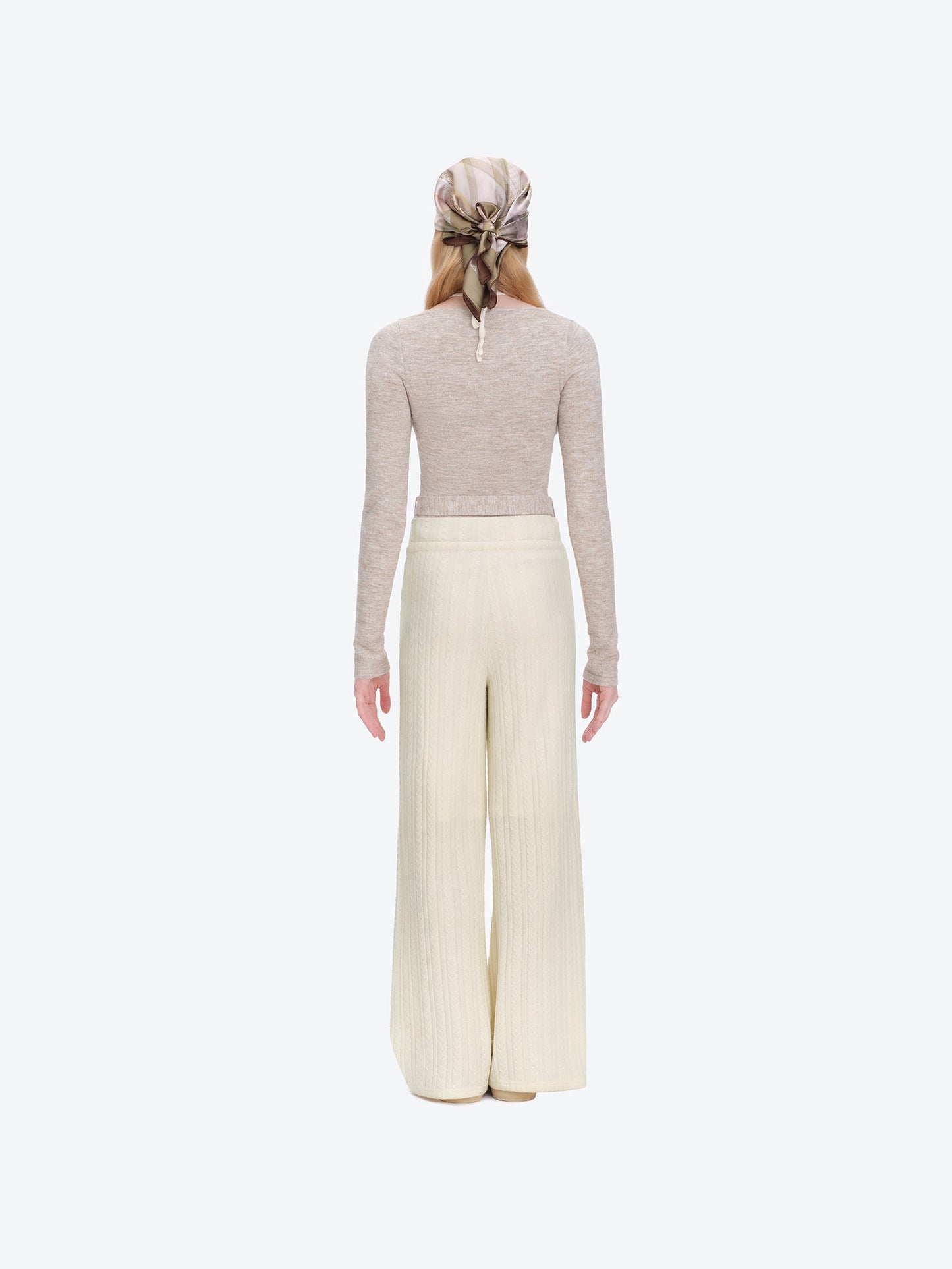 13DE MARZO Mini Bear Knit Trousers Beige
