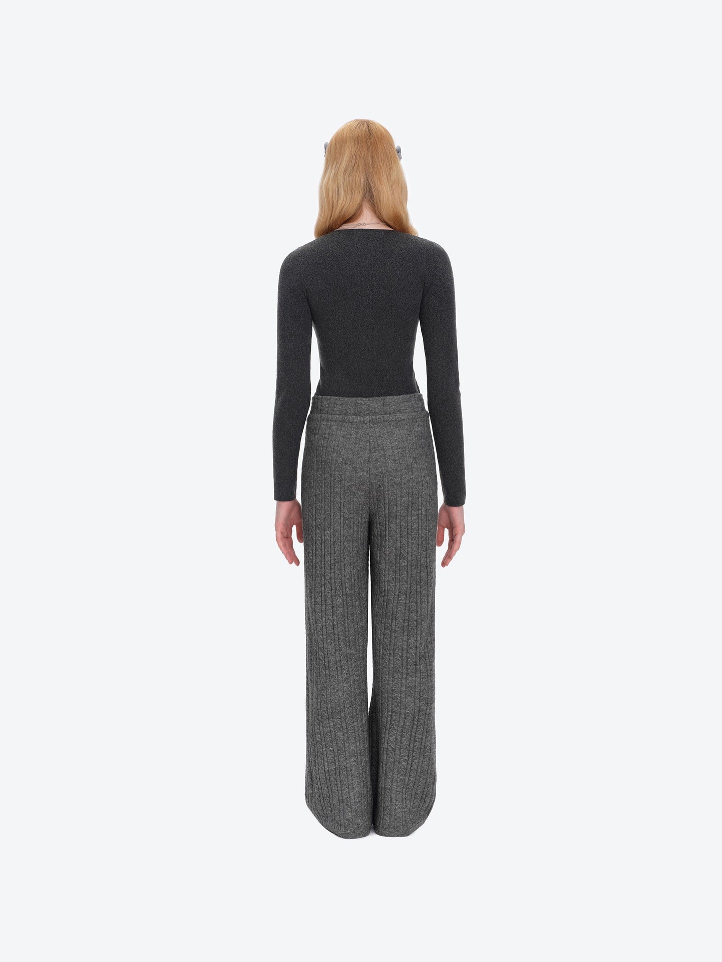 13DE MARZO Mini Bear Knit Trousers Grey