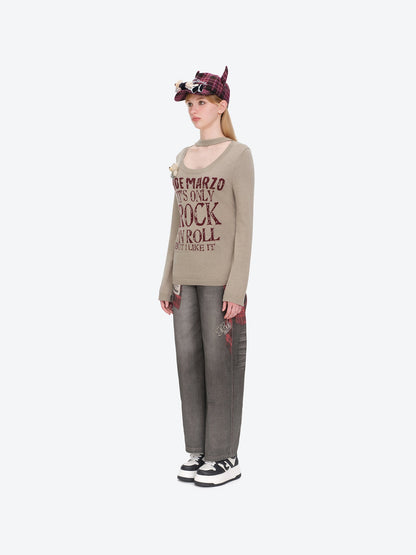 13DE MARZO Rolling Stones Devil Horn Plaid Cap Red