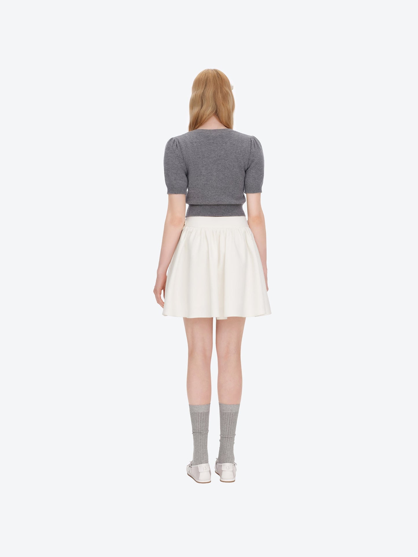 13DE MARZO Mini Bear Bow Blazer Skirt Beige