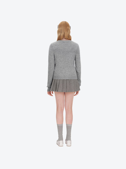 13DE MARZO Bow Bear Knit Cardigan Vest Grey