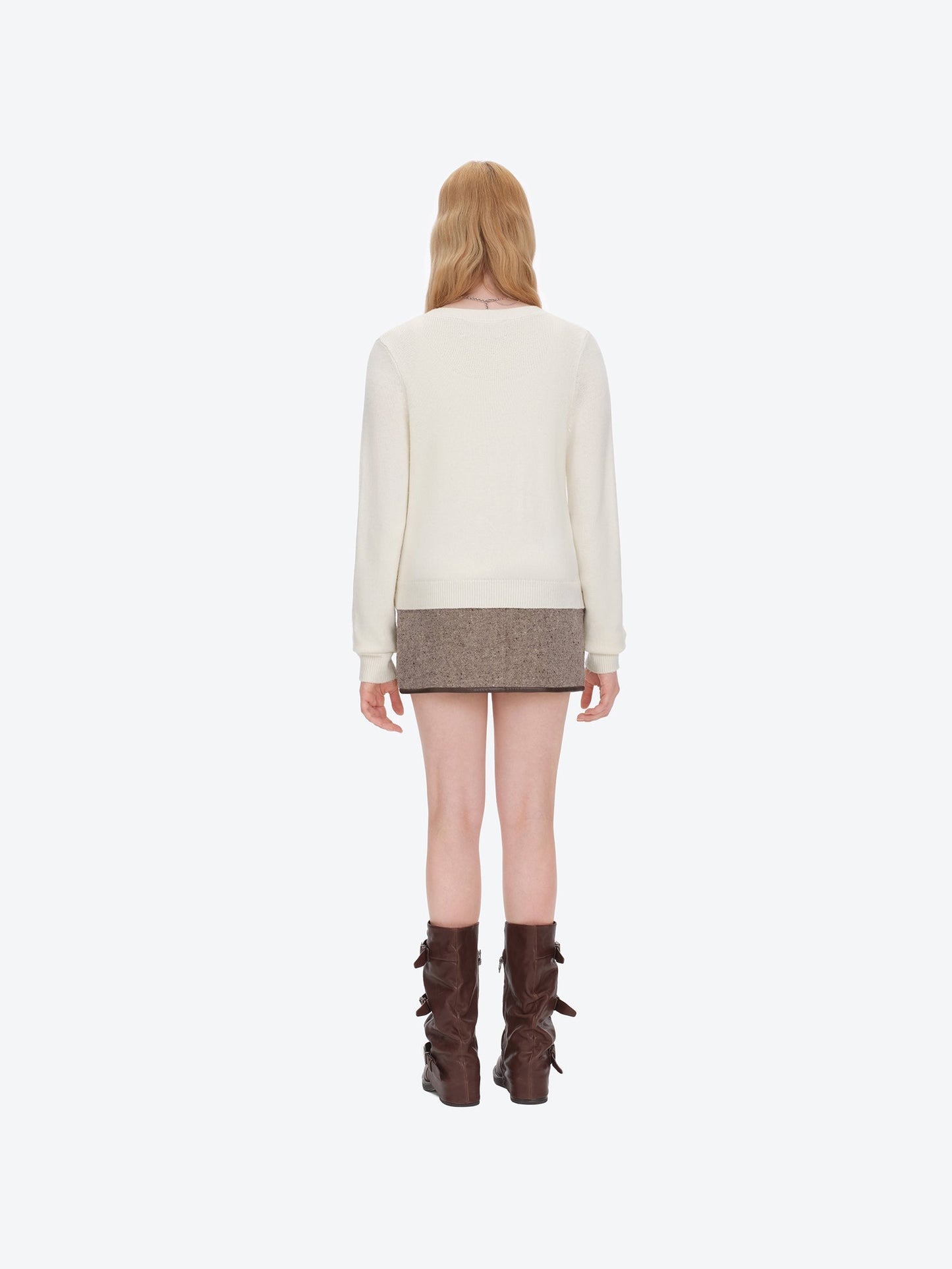 13DE MARZO Bow Bear Knit Cardigan Vest Beige