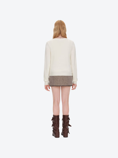 13DE MARZO Bow Bear Knit Cardigan Vest Beige