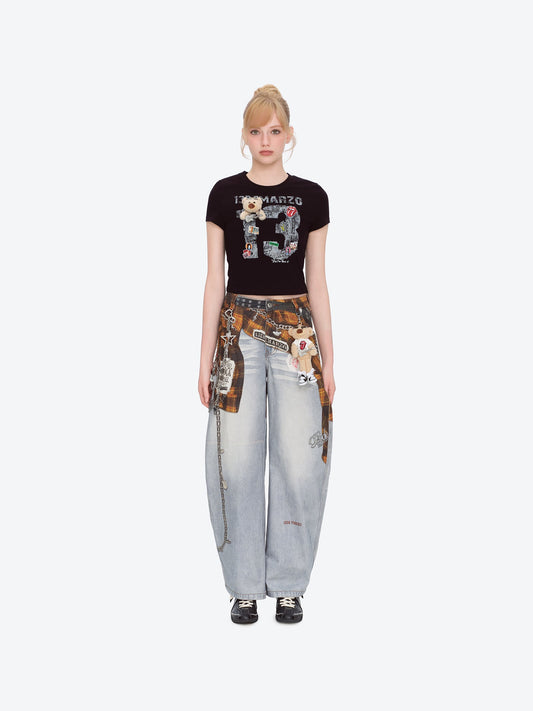 13DE MARZO Rolling Stones Shirt Print Jeans Blue