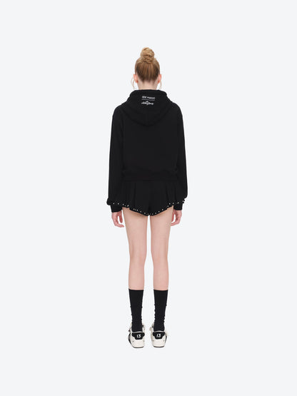 13DE MARZO Rolling Stones Bear Cropped Hoodie Black