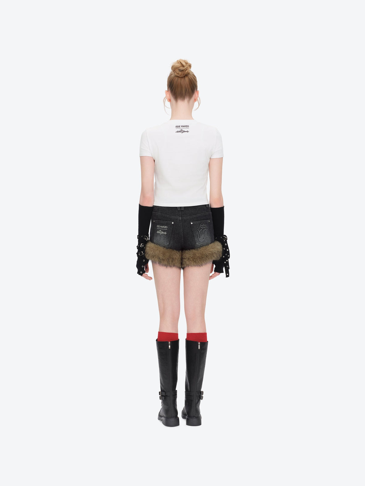 13DE MARZO Rolling Stones Denim Hot Shorts Black