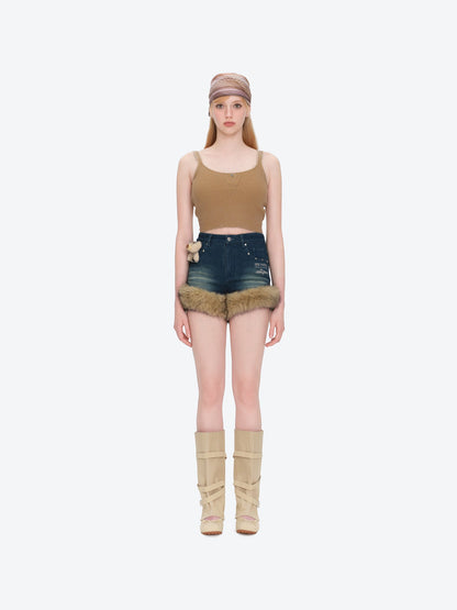 13DE MARZO Rolling Stones Denim Hot Shorts Blue