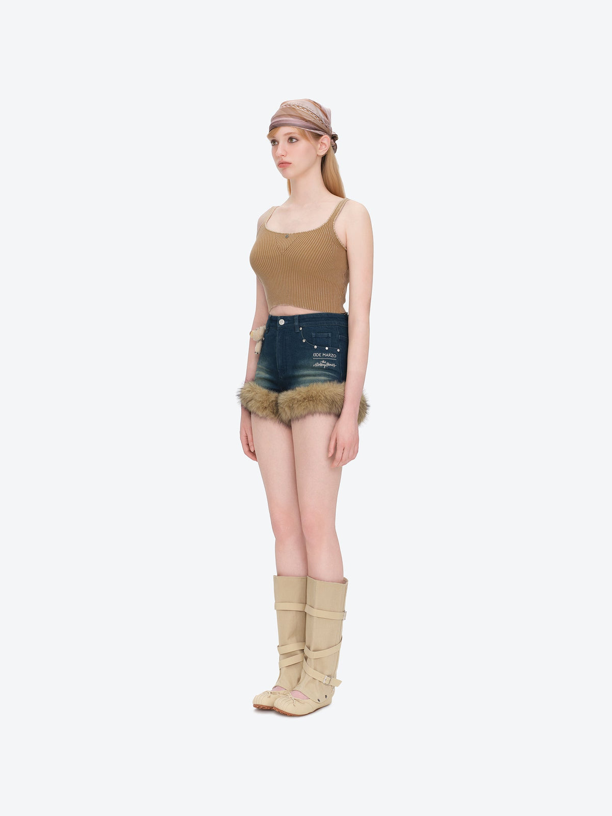 13DE MARZO Rolling Stones Denim Hot Shorts Blue