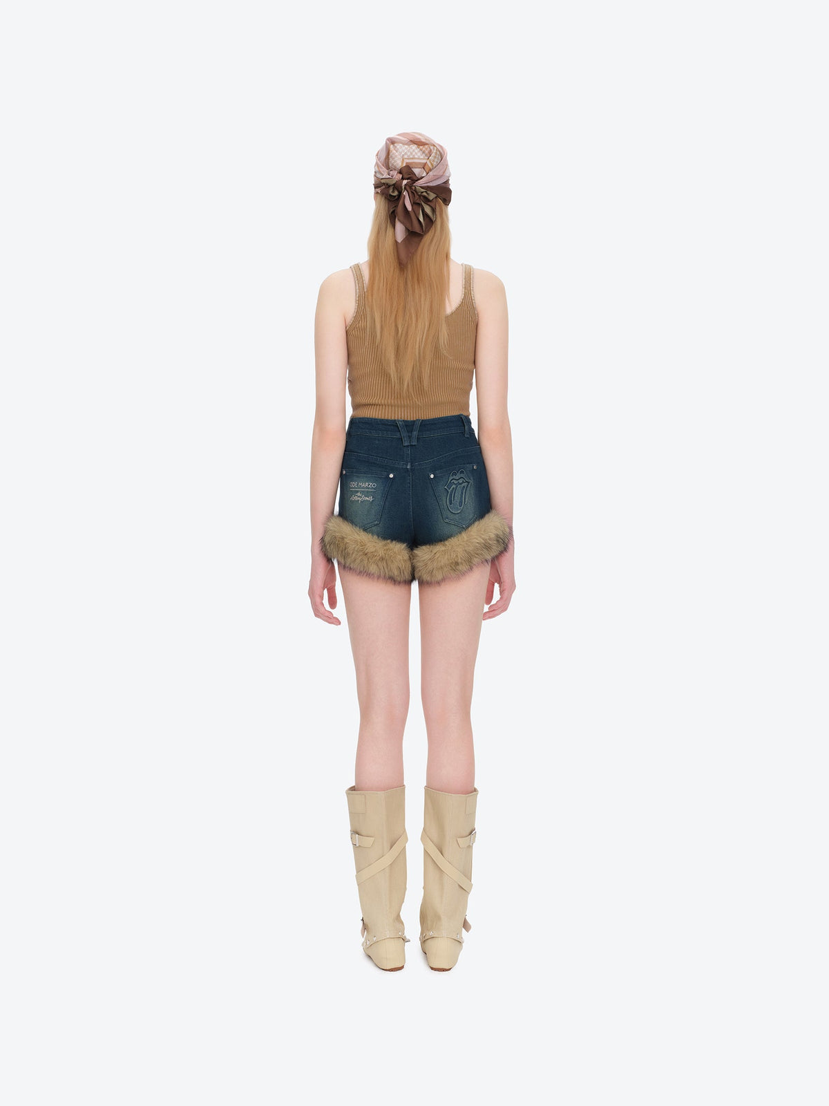 13DE MARZO Rolling Stones Denim Hot Shorts Blue