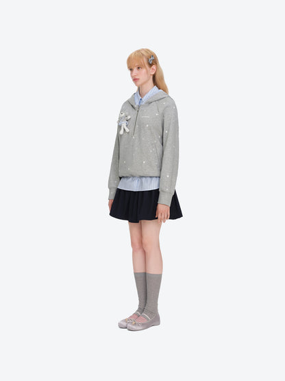 13DE MARZO Patchwork Polka Dot Sweatshirt