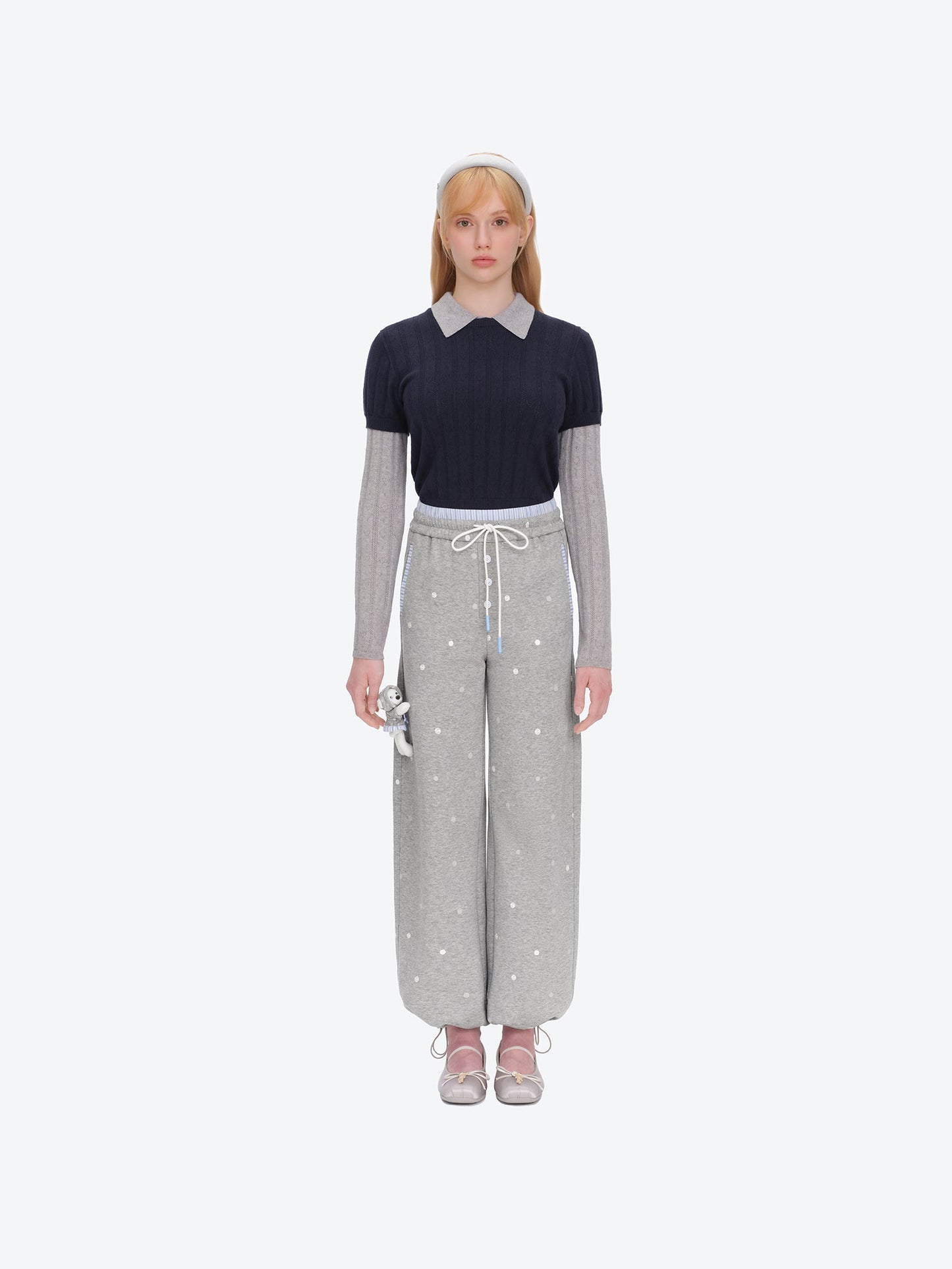 13DE MARZO Patchwork Polka Dot Sweatpants