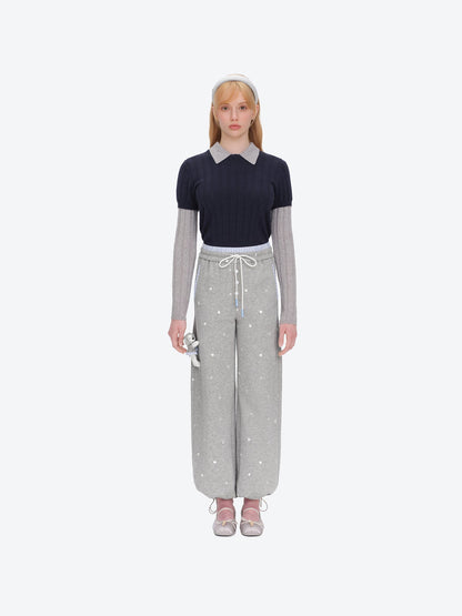 13DE MARZO Patchwork Polka Dot Sweatpants